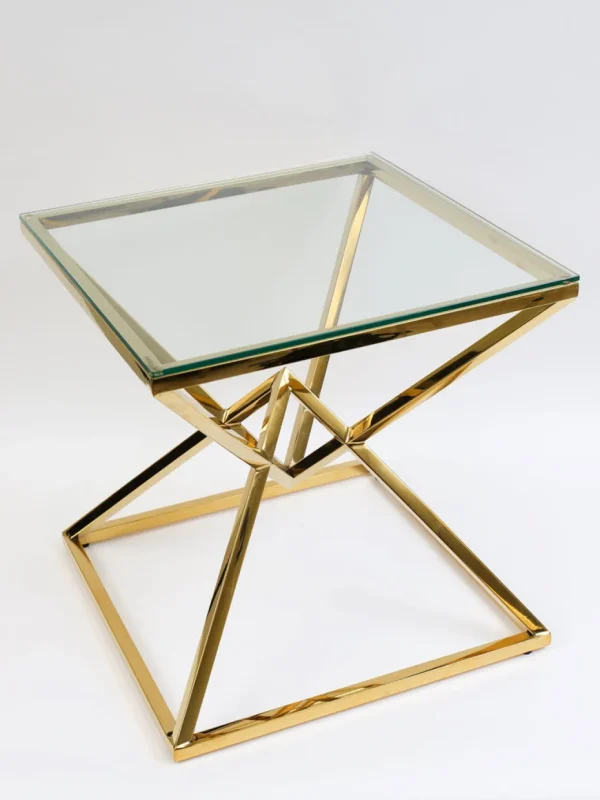 Inspire Me! Home Decor Gold Geometric Glass Top Side Table