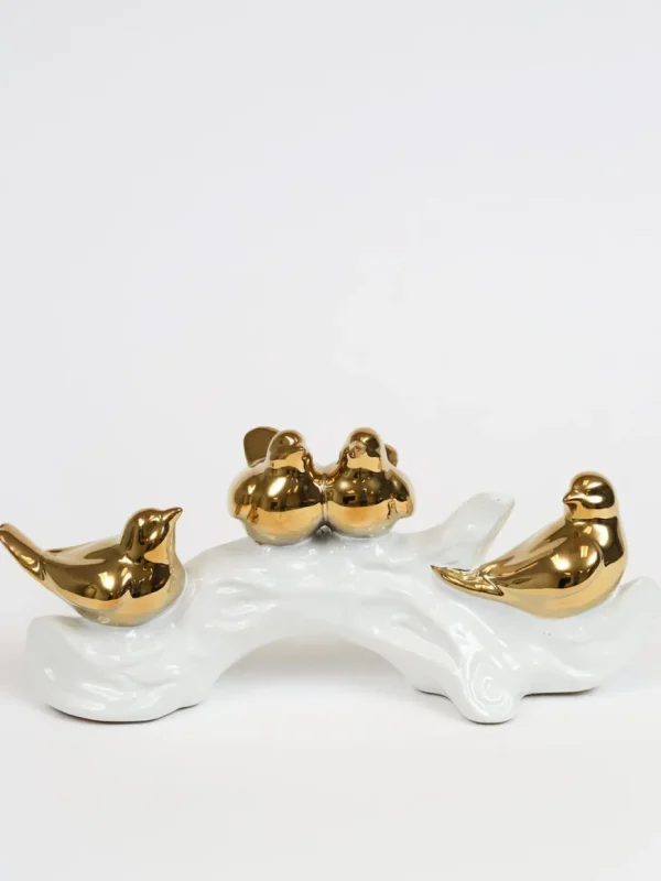 Inspire Me! Home Decor Gold Birds On White Branch Sculpture