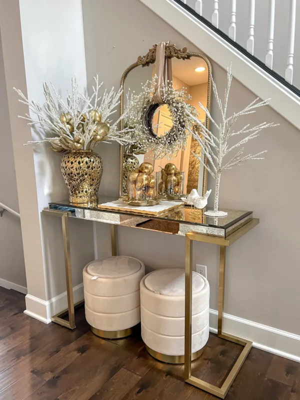 Inspire Me! Home Decor Gold Glass Hurricane With Flower Base