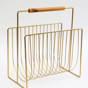 Inspire Me! Home Decor Gold Magazine Rack With Wooden Handle