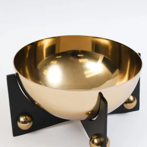 Inspire Me! Home Decor Gold Metal Bowl With Black Base (3 Sizes)