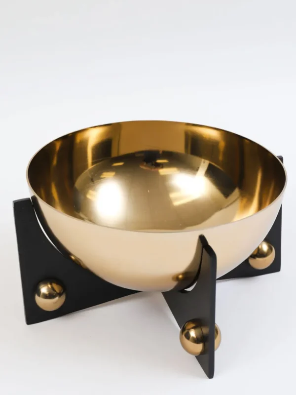 Inspire Me! Home Decor Gold Metal Bowl With Black Base (3 Sizes)