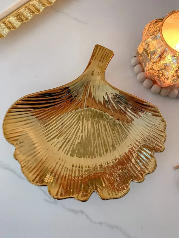 Inspire Me! Home Decor Gold Petal Leaf Tray