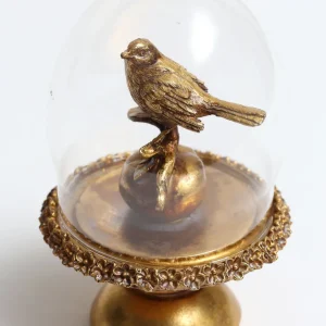 Inspire Me! Home Decor Golden Bird In Glass Cloche