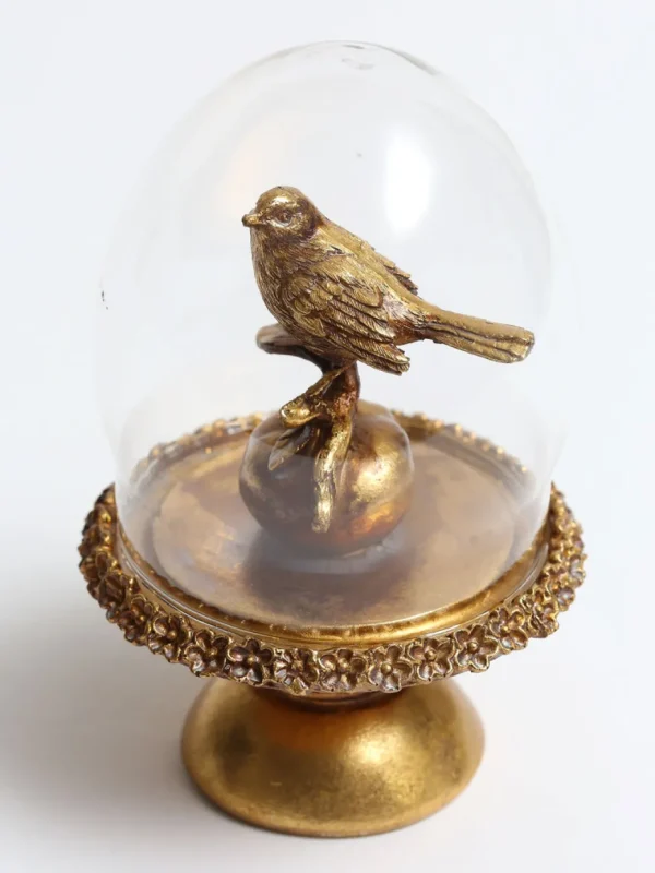 Inspire Me! Home Decor Golden Bird In Glass Cloche