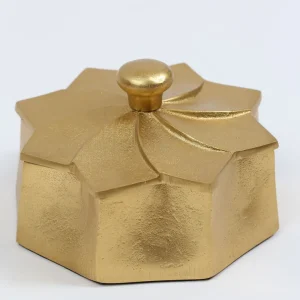 Inspire Me! Home Decor Golden Flower Decorative Box With Lid