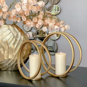 Inspire Me! Home Decor Gold Circle Candle Holders (Set Of 3)