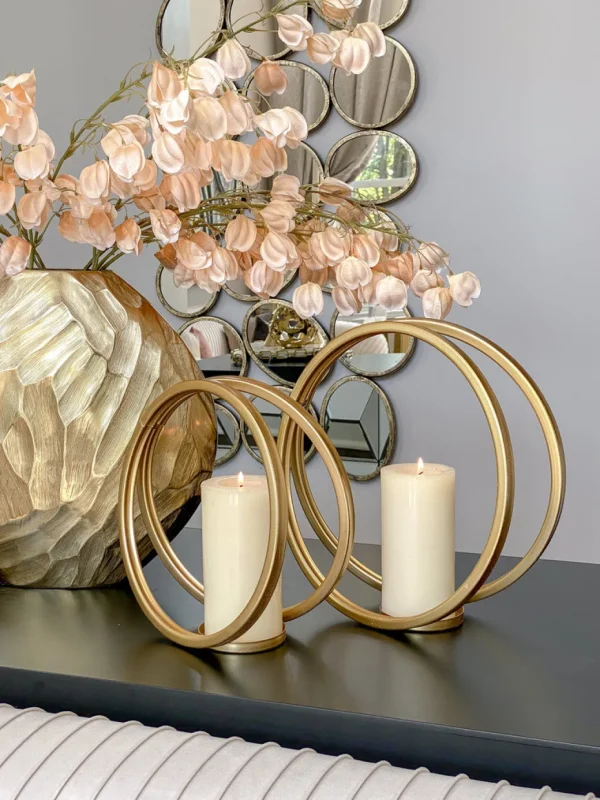 Inspire Me! Home Decor Gold Circle Candle Holders (Set Of 3)