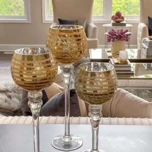 Inspire Me! Home Decor Gold Detailed Goblet Set Of 3