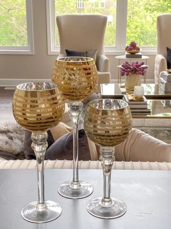 Inspire Me! Home Decor Gold Detailed Goblet Set Of 3