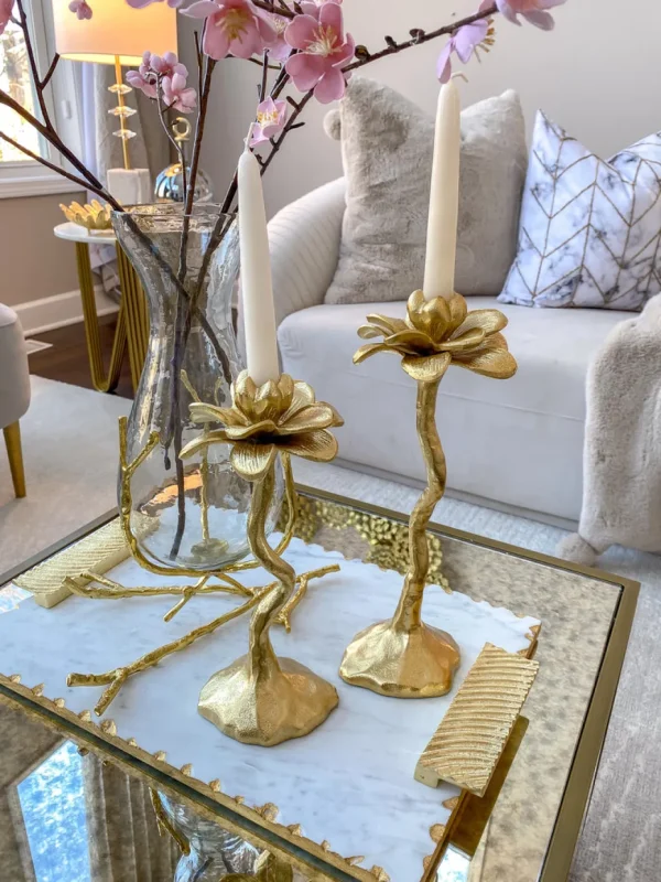 Inspire Me! Home Decor Gold Floral Candle Stick (2 Sizes)