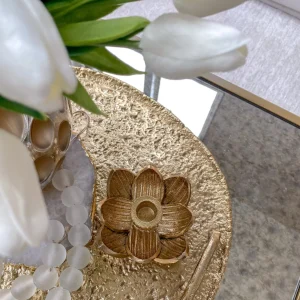 Inspire Me! Home Decor Gold Lotus Flower Candle Holder