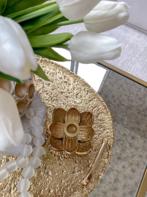 Inspire Me! Home Decor Gold Lotus Flower Candle Holder