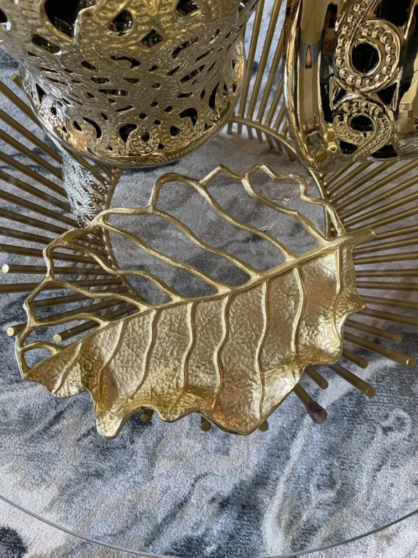 Inspire Me! Home Decor Gold Openwork Leaf Decor/ Trivet