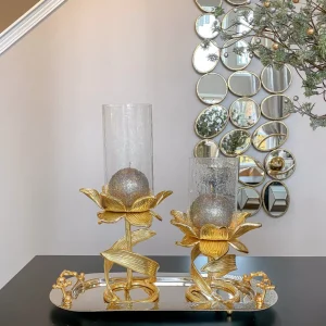 Inspire Me! Home Decor Gold Orb Candle With Gold Shimmer Finish