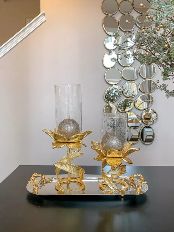 Inspire Me! Home Decor Gold Orb Candle With Gold Shimmer Finish