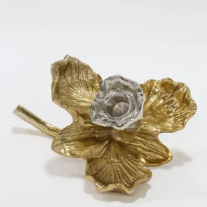 Inspire Me! Home Decor Gold/Silver Floral Candle Holder