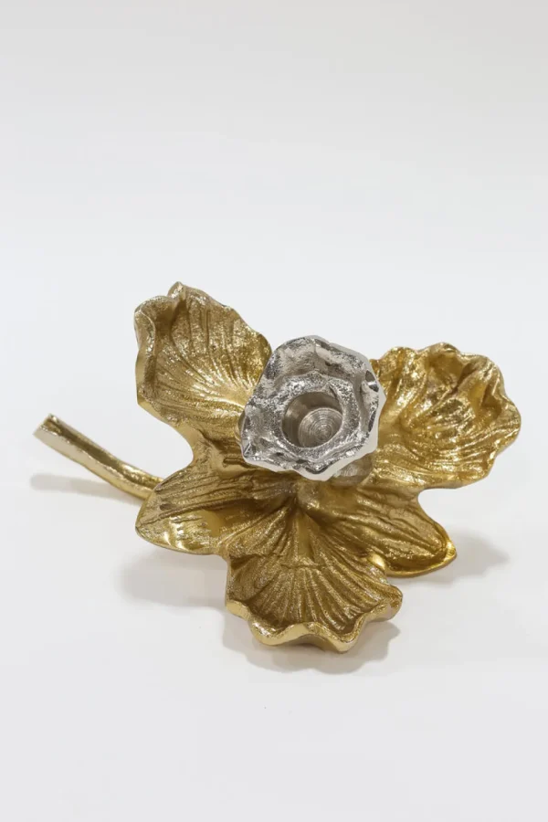 Inspire Me! Home Decor Gold/Silver Floral Candle Holder