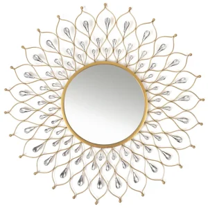 Inspire Me! Home Decor Golden Jeweled Sunburst MIrror