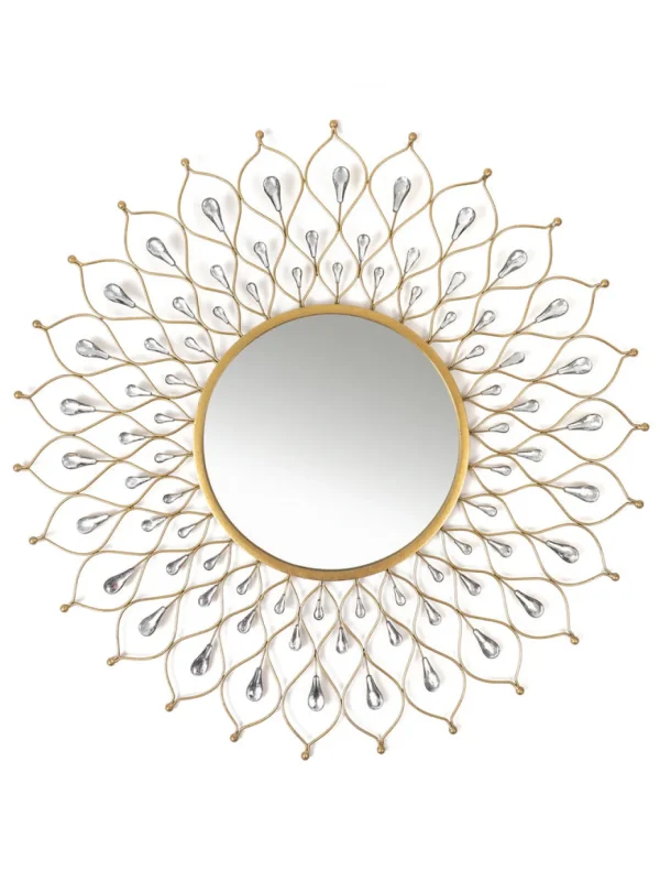 Inspire Me! Home Decor Golden Jeweled Sunburst MIrror