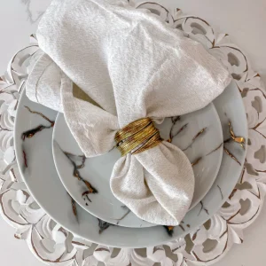 Inspire Me! Home Decor Gold Crumpled Leaf Napkin Rings (Set Of 4)