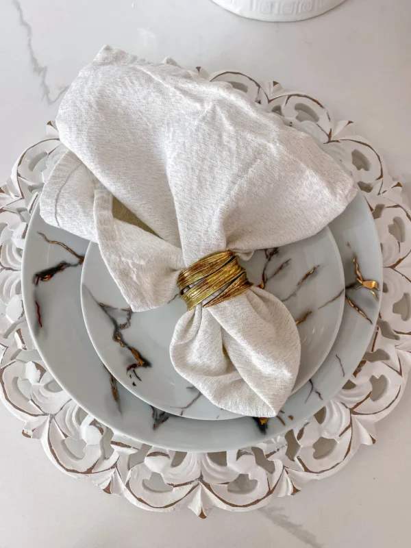 Inspire Me! Home Decor Gold Crumpled Leaf Napkin Rings (Set Of 4)