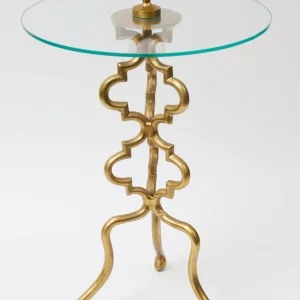 Inspire Me! Home Decor Gold Metal Side Table With Glass Top