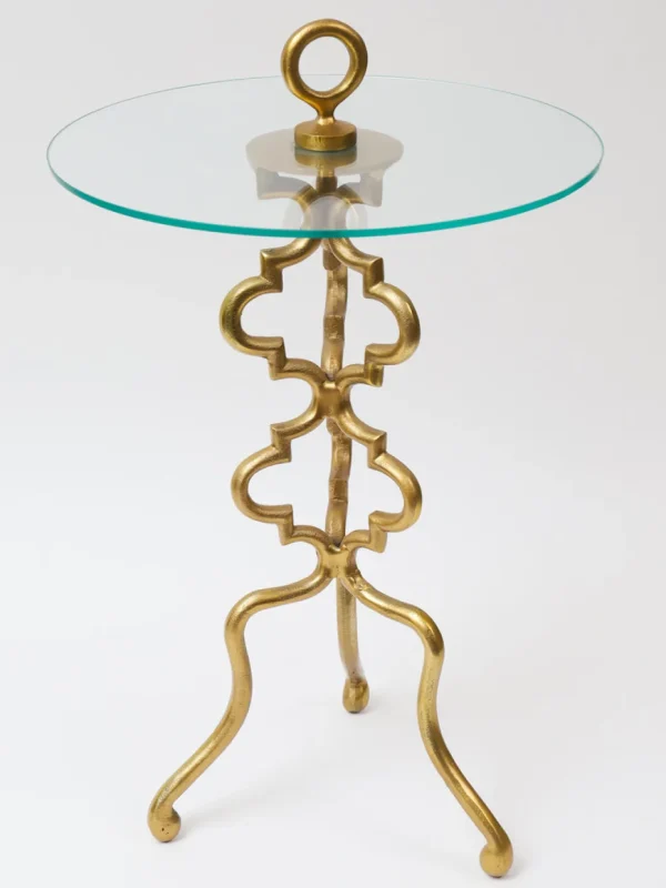 Inspire Me! Home Decor Gold Metal Side Table With Glass Top