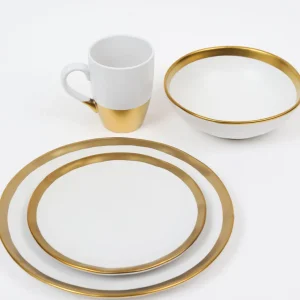 Inspire Me! Home Decor Gold And White 4 Piece Place Setting