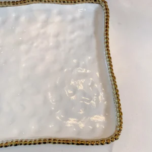 Inspire Me! Home Decor Gold And White Beaded Square Platter