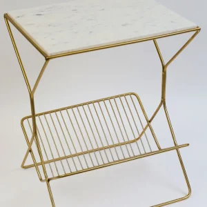 Inspire Me! Home Decor Gold Side Table With Marble Top And Magazine Rack