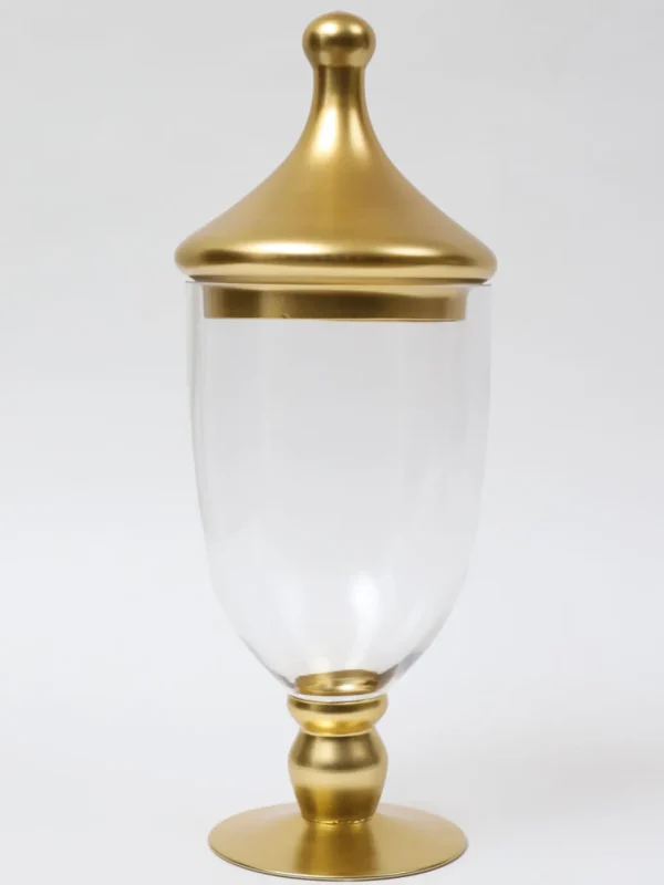 Inspire Me! Home Decor Gold Clear Glass Apothecary Jar W/ Lid (2 Colors)