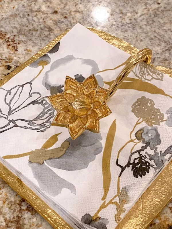 Inspire Me! Home Decor Gold Lotus Napkin Holder