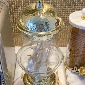 Inspire Me! Home Decor Gold Hammered Lid Apothecary Jar