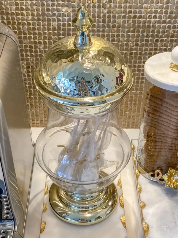 Inspire Me! Home Decor Gold Hammered Lid Apothecary Jar