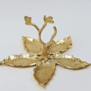 Inspire Me! Home Decor Gold Metal Five Section Leaf Snack Dish