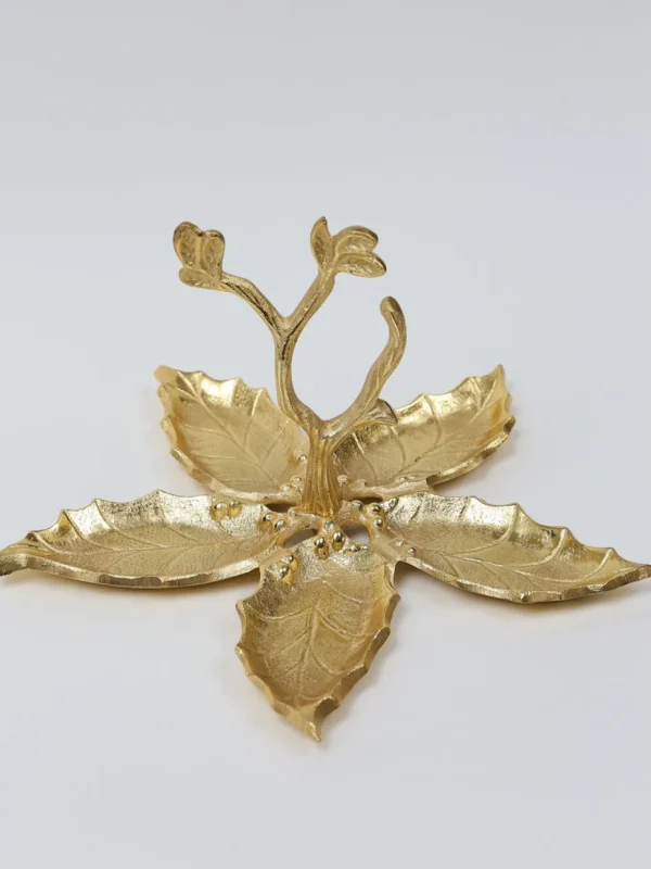 Inspire Me! Home Decor Gold Metal Five Section Leaf Snack Dish