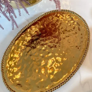 Inspire Me! Home Decor Gold Oval Beaded Platter