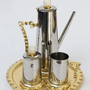 Inspire Me! Home Decor Gold Textured Ruffle Coffee/Tea Set Collection (4 Items Sold Individually)