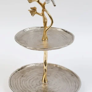 Inspire Me! Home Decor Gold Two-Tone Dragonfly Cake Stand