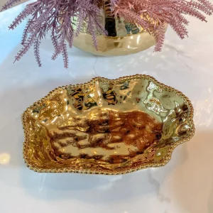 Inspire Me! Home Decor Gold Wavy Beaded Serving Bowl