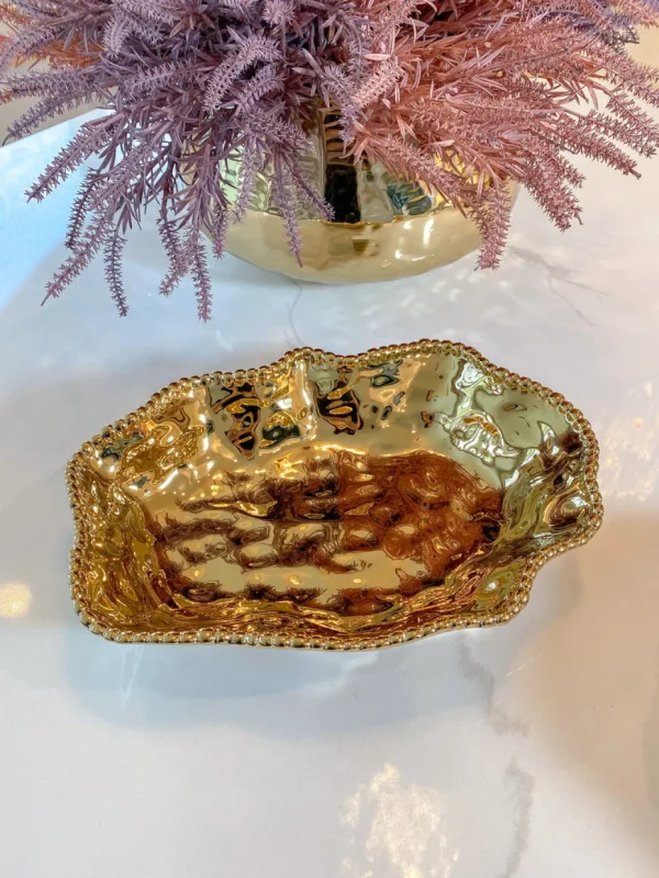 Inspire Me! Home Decor Gold Wavy Beaded Serving Bowl