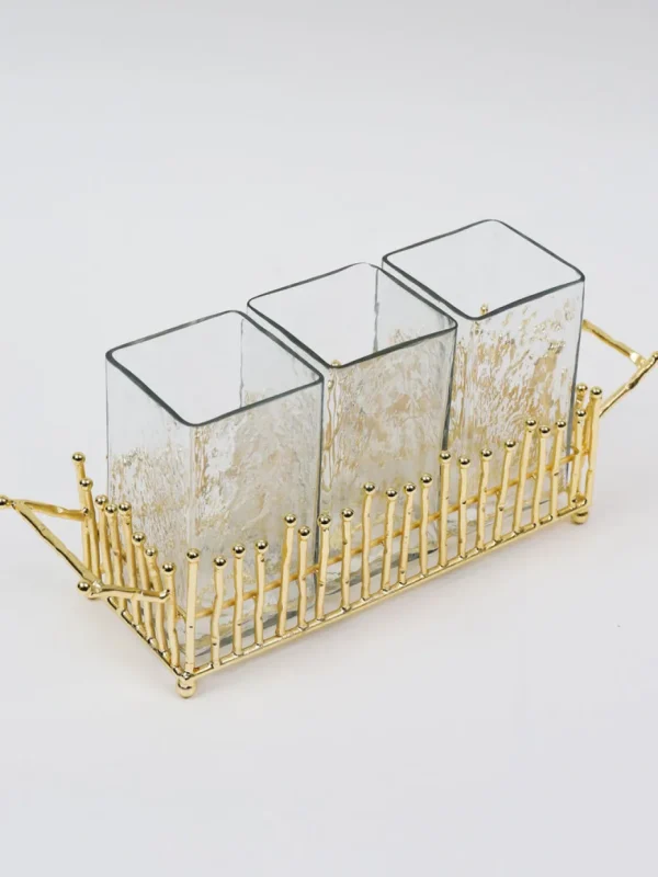 Inspire Me! Home Decor Gold & Glass Utensil Holder With Gold Linear Details