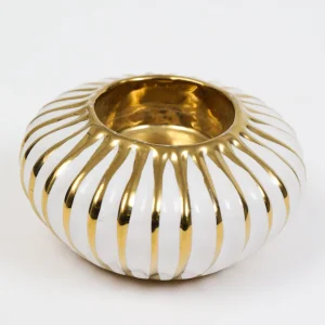 Inspire Me! Home Decor Gold & White Round Detailed Spoon Rest/Tea Light Holder