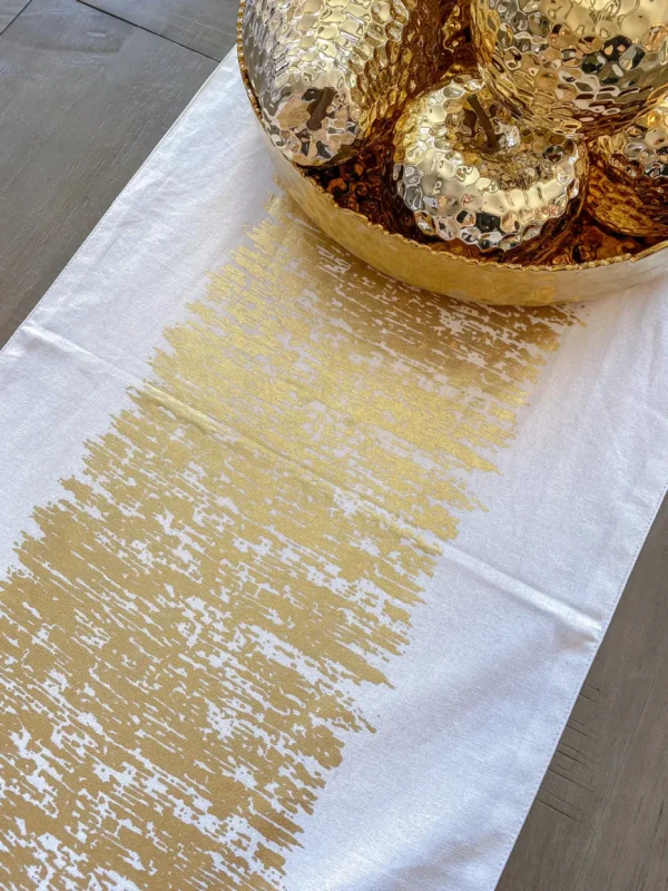 Inspire Me! Home Decor Gold Foil Patterned Table Runner