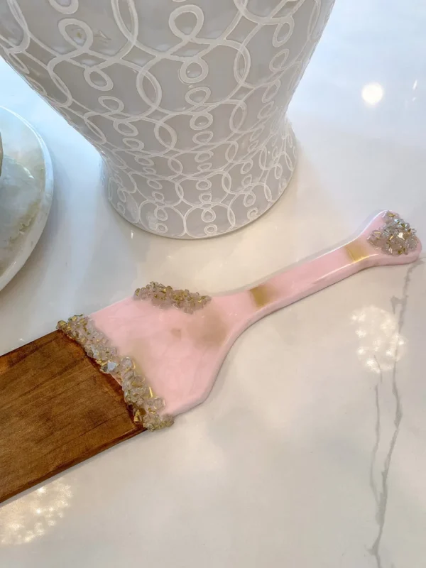 Inspire Me! Home Decor Gold Leaf And Pink Resin Wood Paddle Serving Board