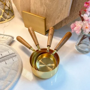 Inspire Me! Home Decor Gold Measuring Cups W/ Wood Handle