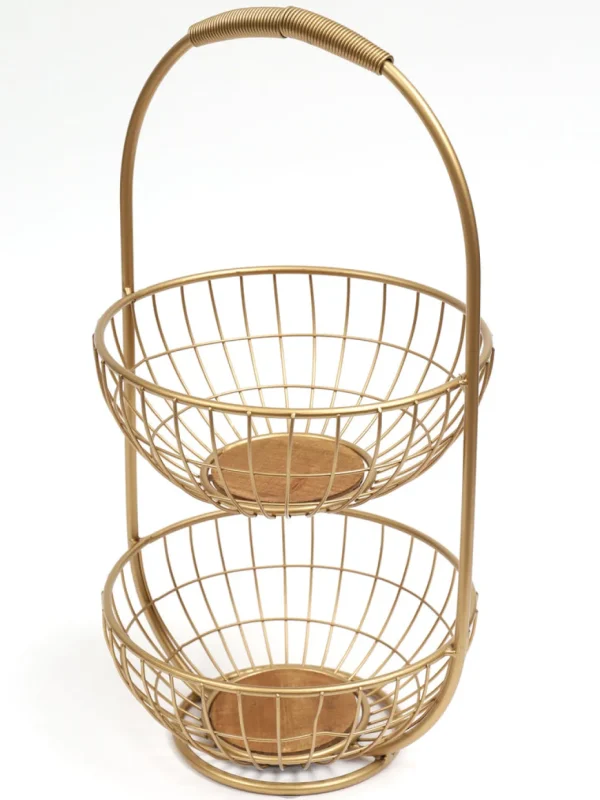 Inspire Me! Home Decor Gold Metal Two Tier Storage Basket