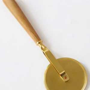 Inspire Me! Home Decor Gold Round Pizza Knife With Wood Handle