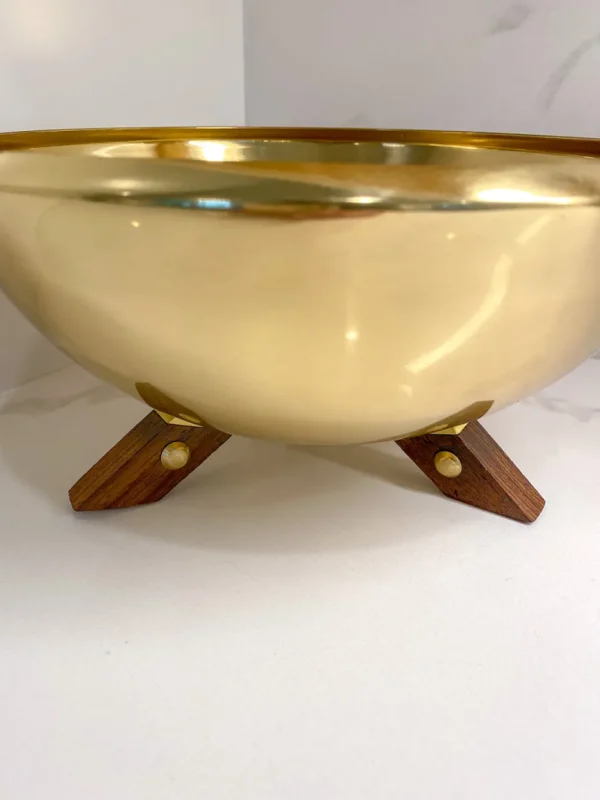 Inspire Me! Home Decor Gold Bowl With Wooden Legs